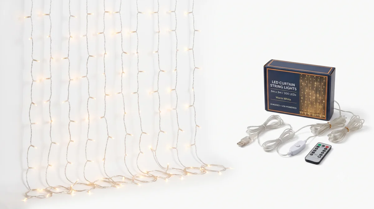 LED Curtain String Lights 3x3m